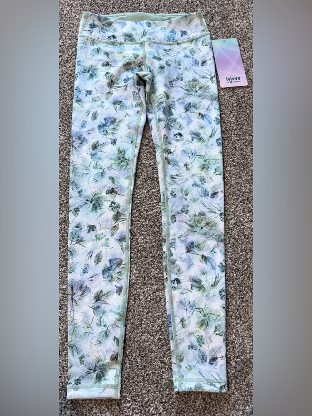 Ivivva Floral Print Mint and White reversible Leggings